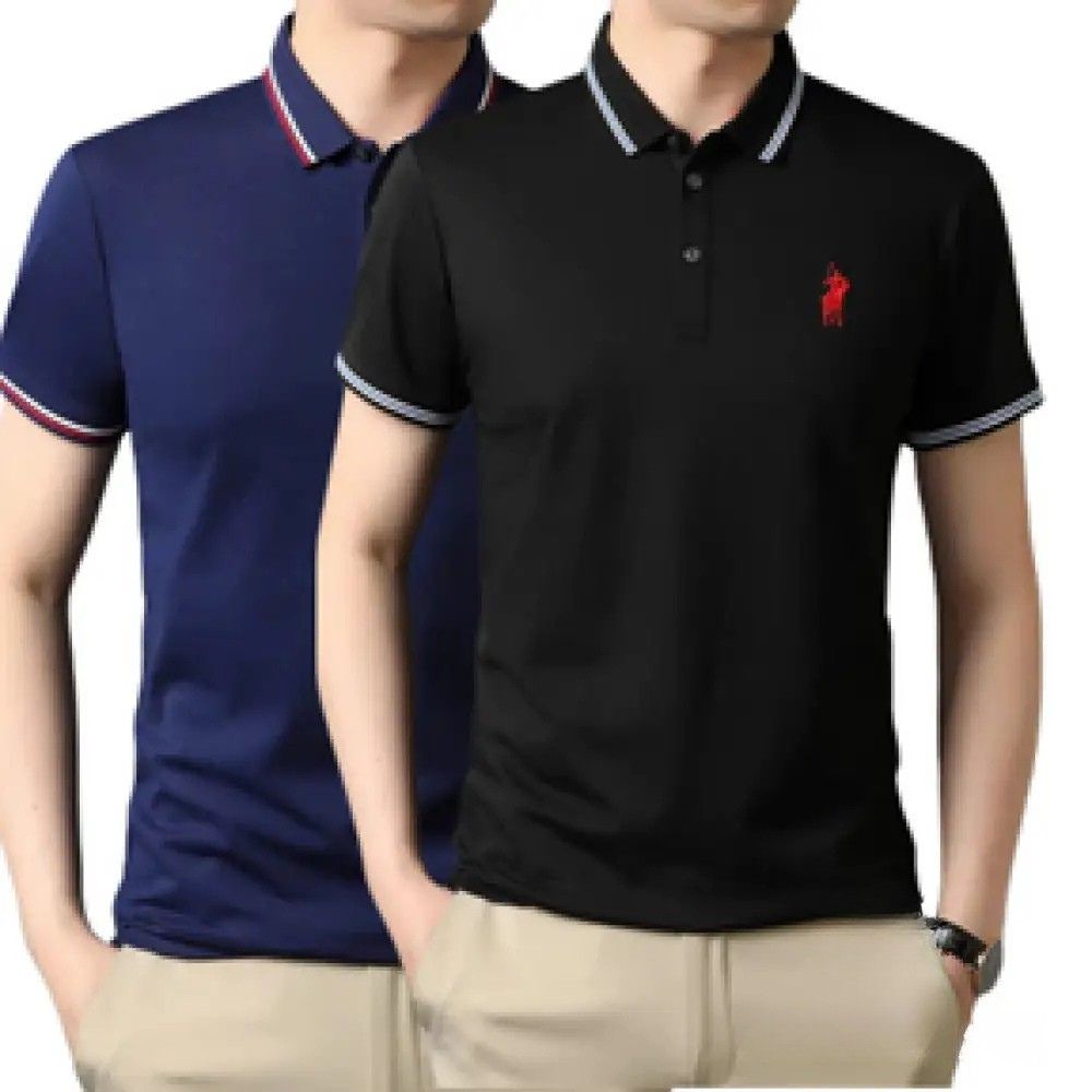 Alphabonix Classic Plain Polo Shirt 2-Pack