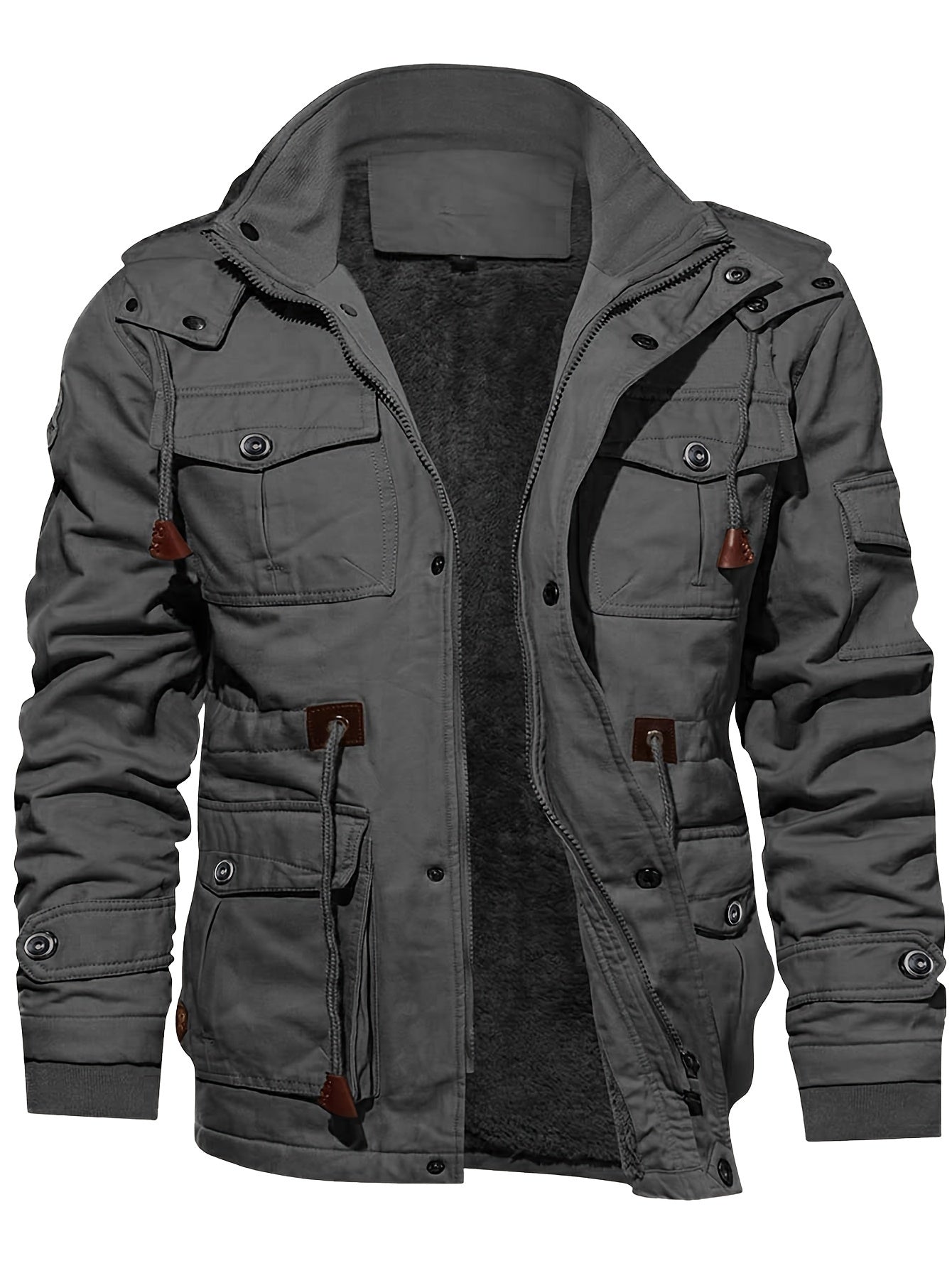 Alphabonix Men's Fleece-Lined Hooded Windbreaker