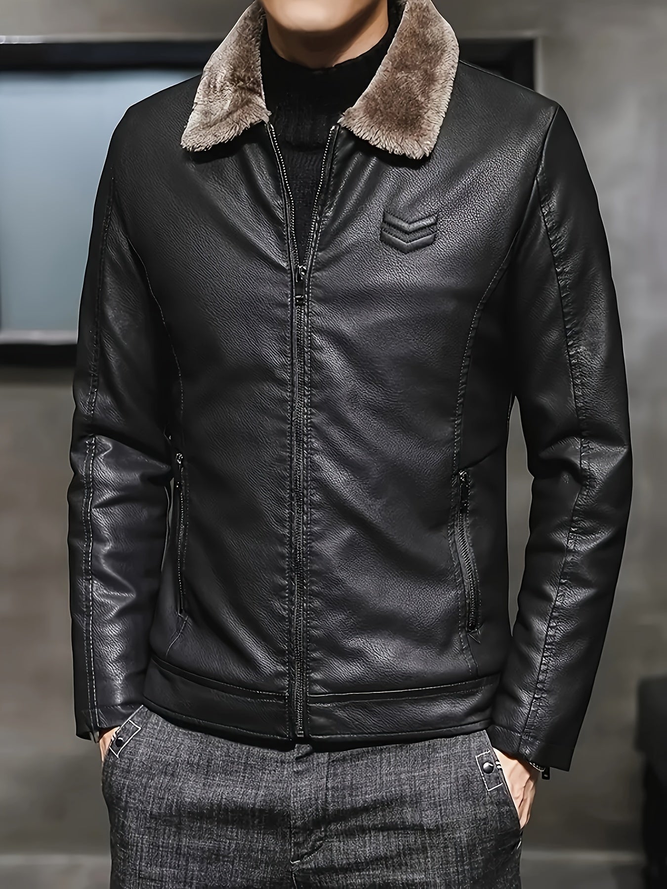 Alphabonix Men's PU Winter Jacket