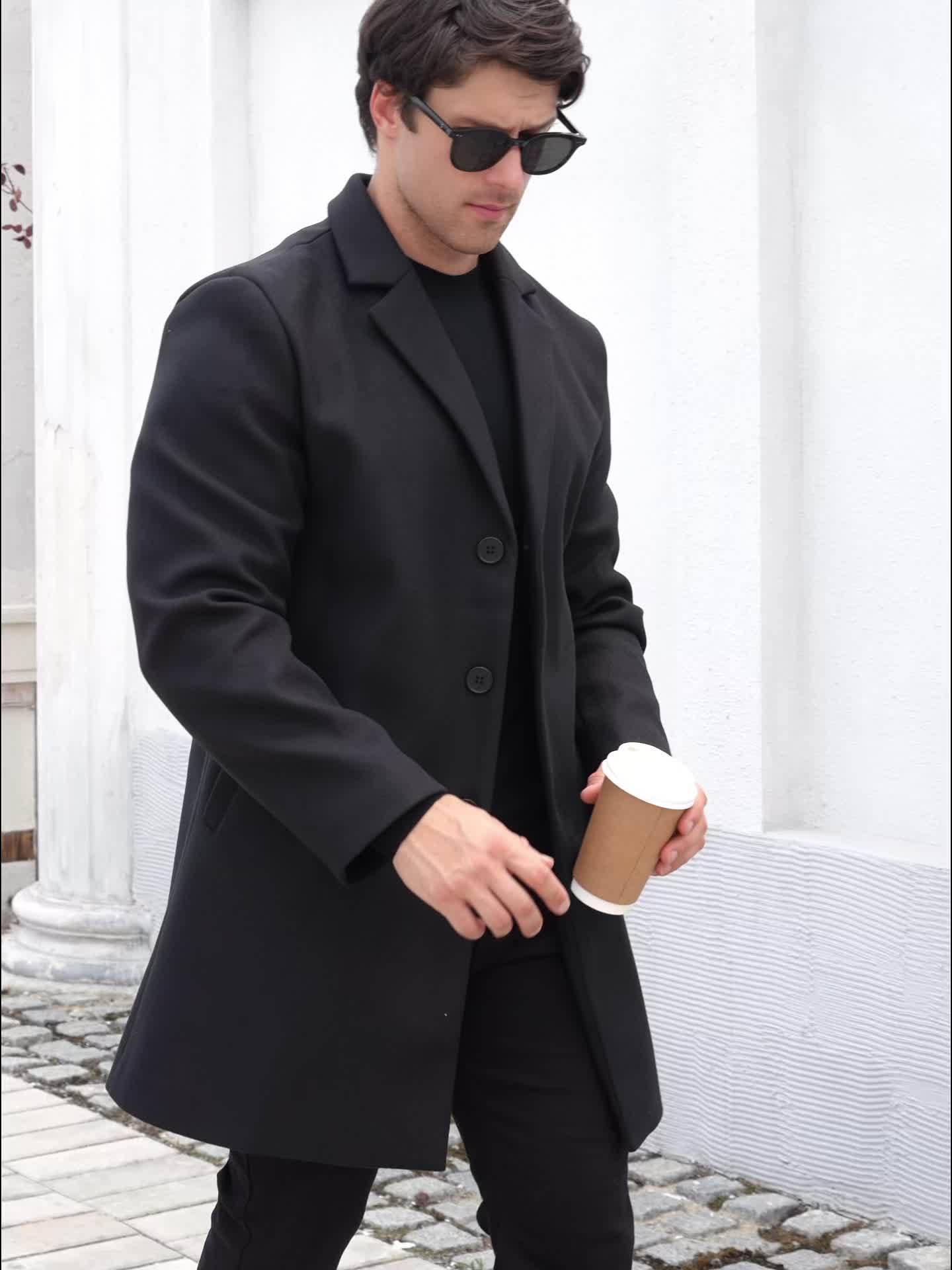 Alphabonix Classic Single-Breasted Trench Coat