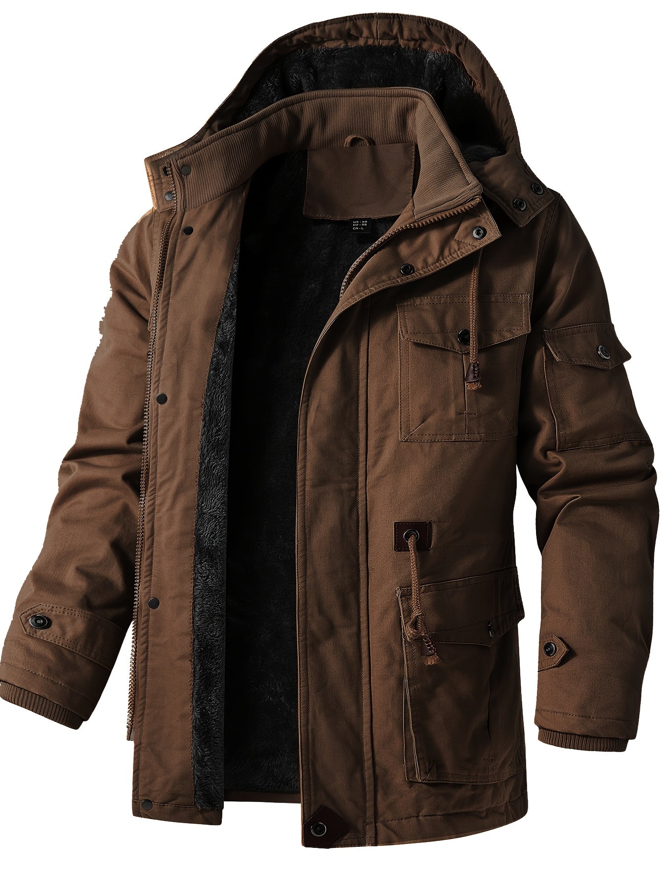 Alphabonix Men's Fleece-Lined Hooded Windbreaker