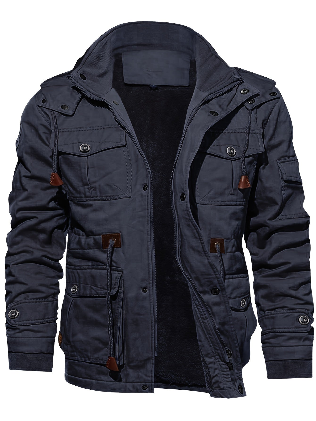 Alphabonix Men's Fleece-Lined Hooded Windbreaker