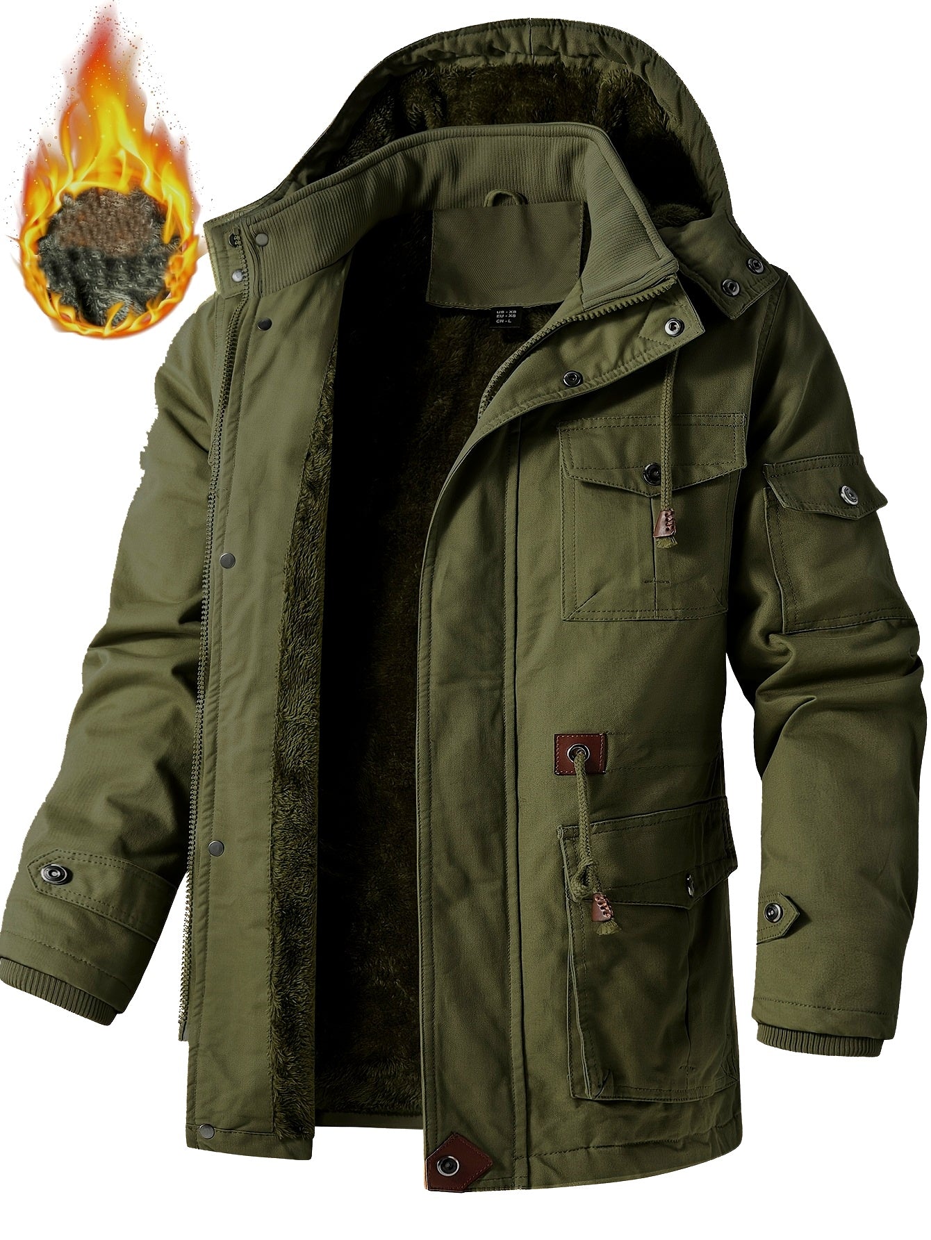 Alphabonix Men's Fleece-Lined Hooded Windbreaker