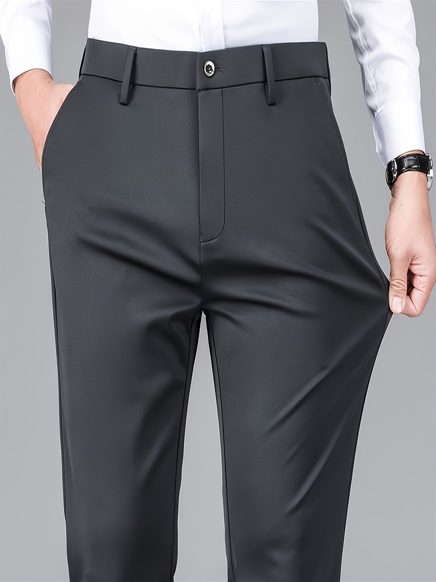 Alphabonix Men’s Wrinkle-Resistant Tailored Trousers – Smart Business Style