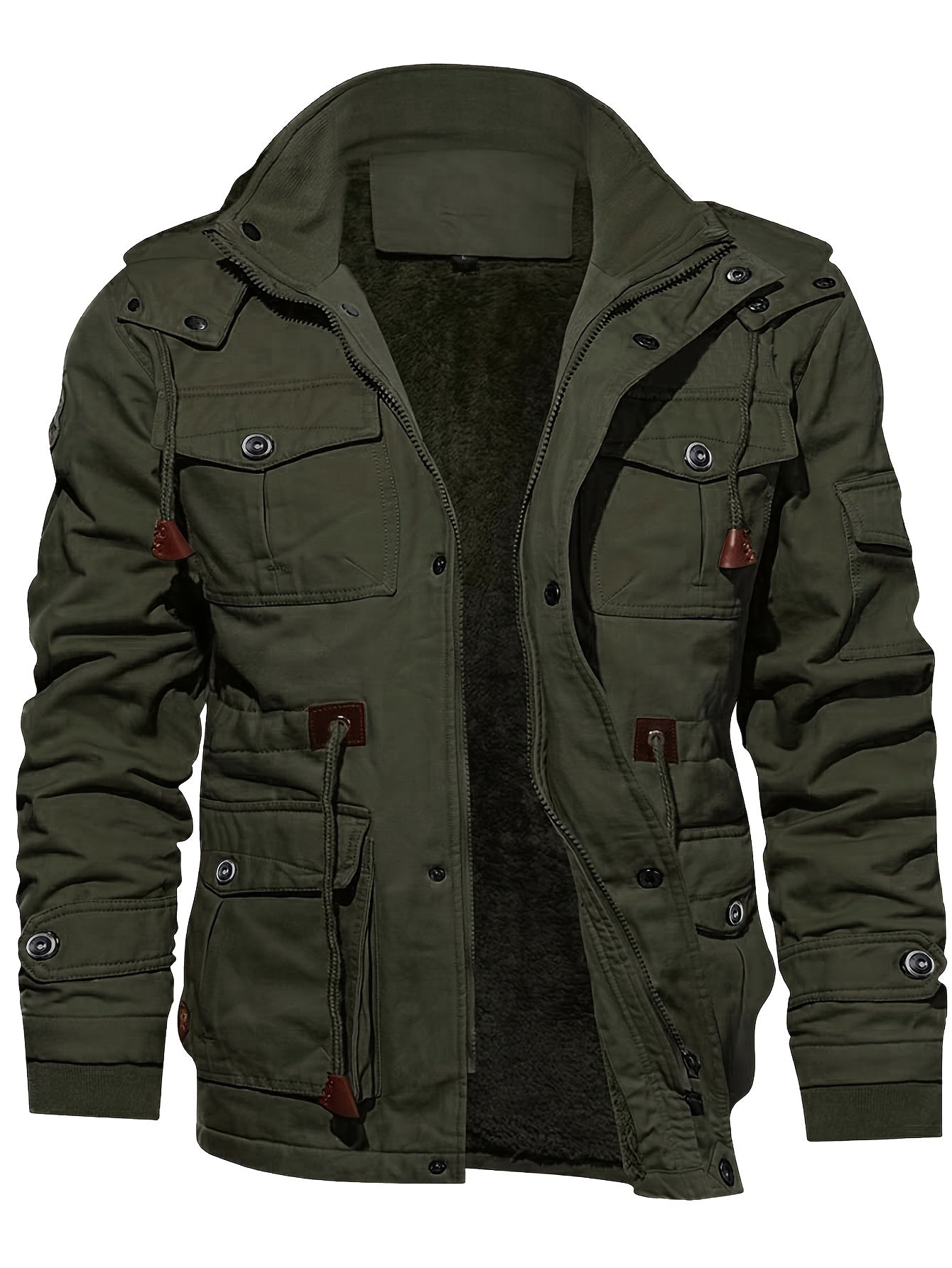 Alphabonix Men's Fleece-Lined Hooded Windbreaker