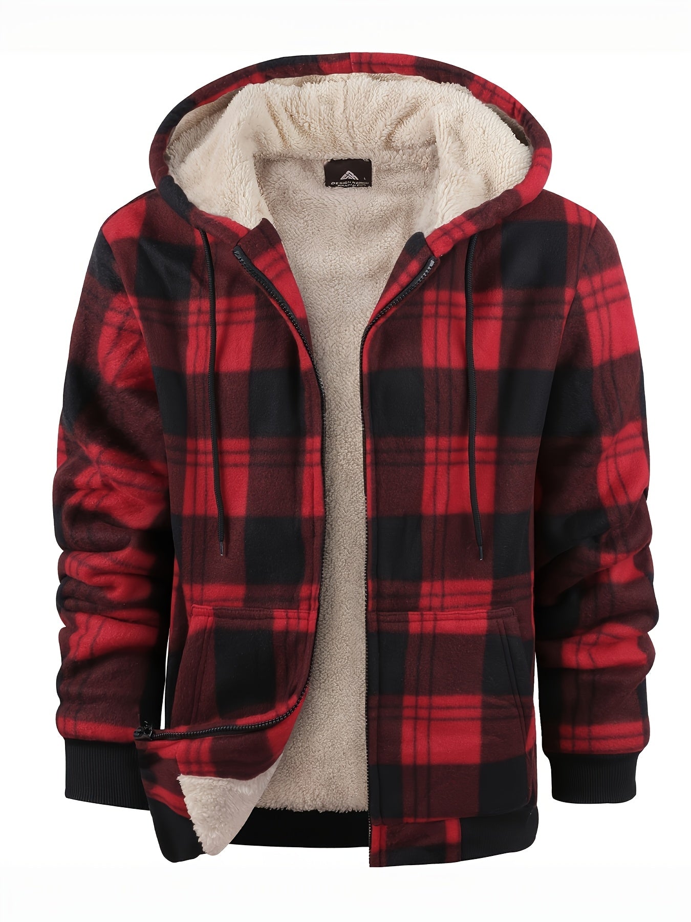 Alphabonix Men’s Sherpa Lined Flannel Hoodie Jacket – Heavyweight Winter Comfort