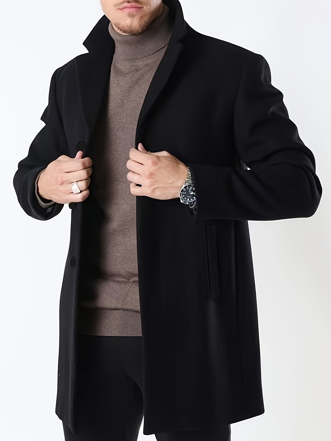 Alphabonix Classic Single-Breasted Trench Coat