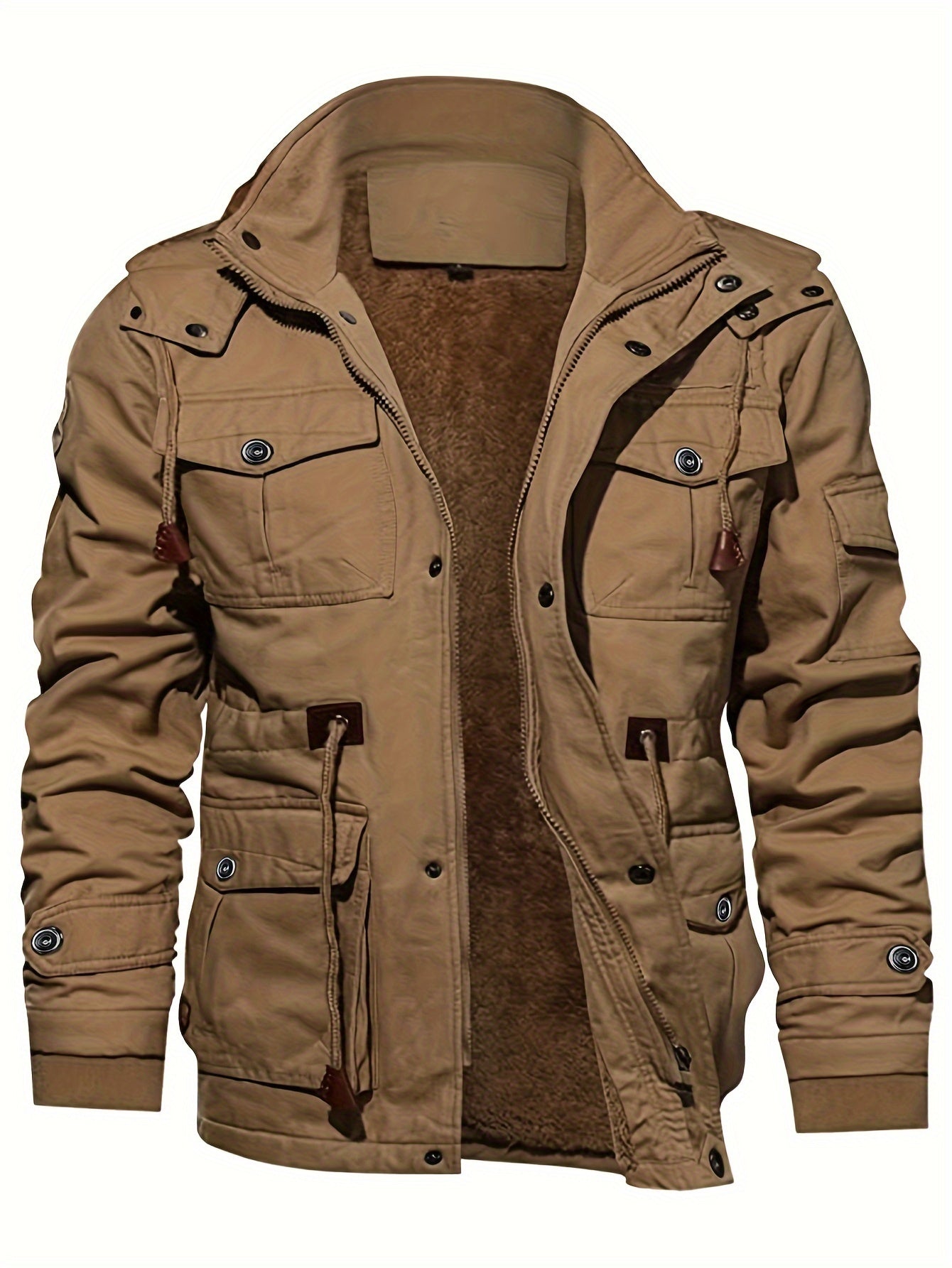 Alphabonix Men's Fleece-Lined Hooded Windbreaker