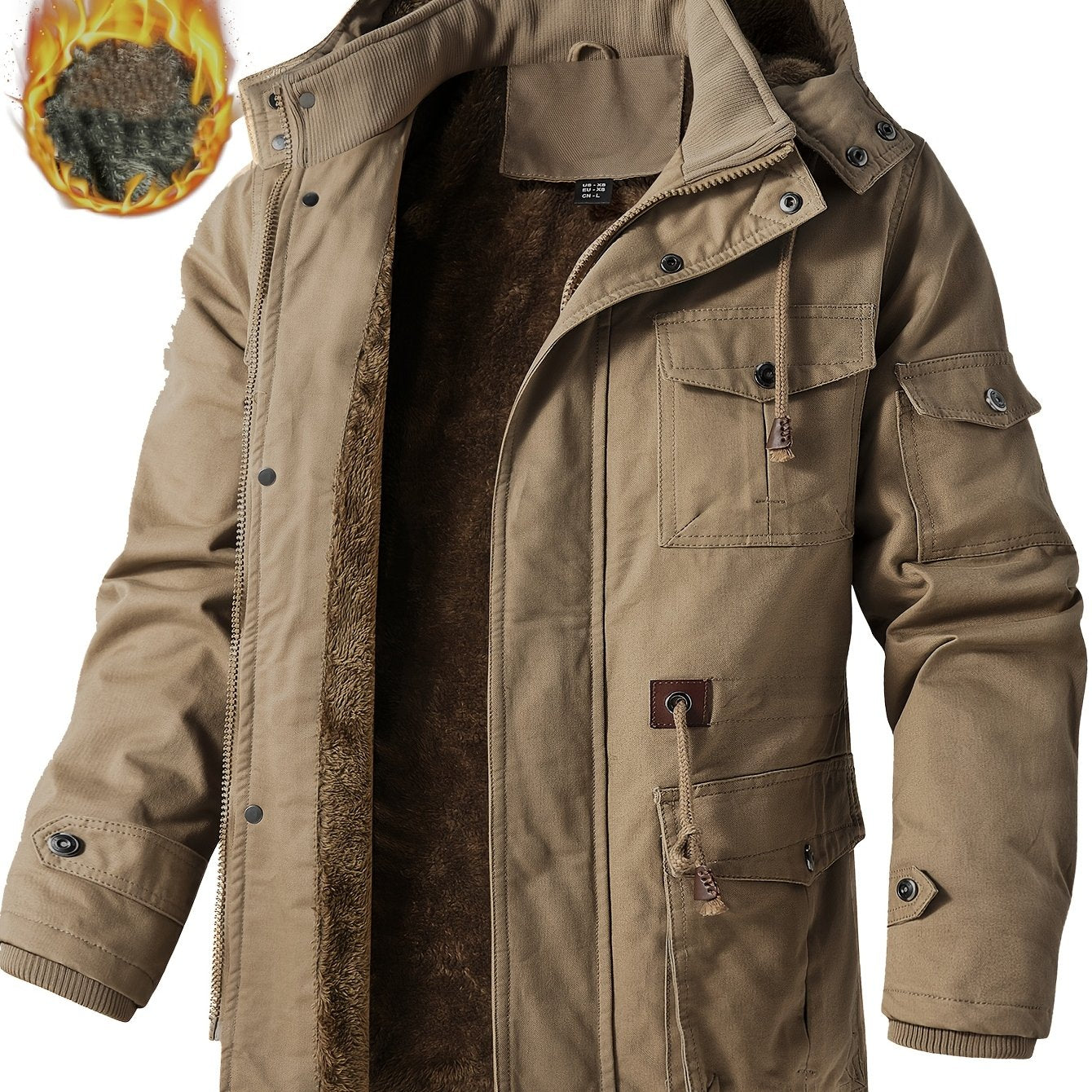 Alphabonix Men's Fleece-Lined Hooded Windbreaker