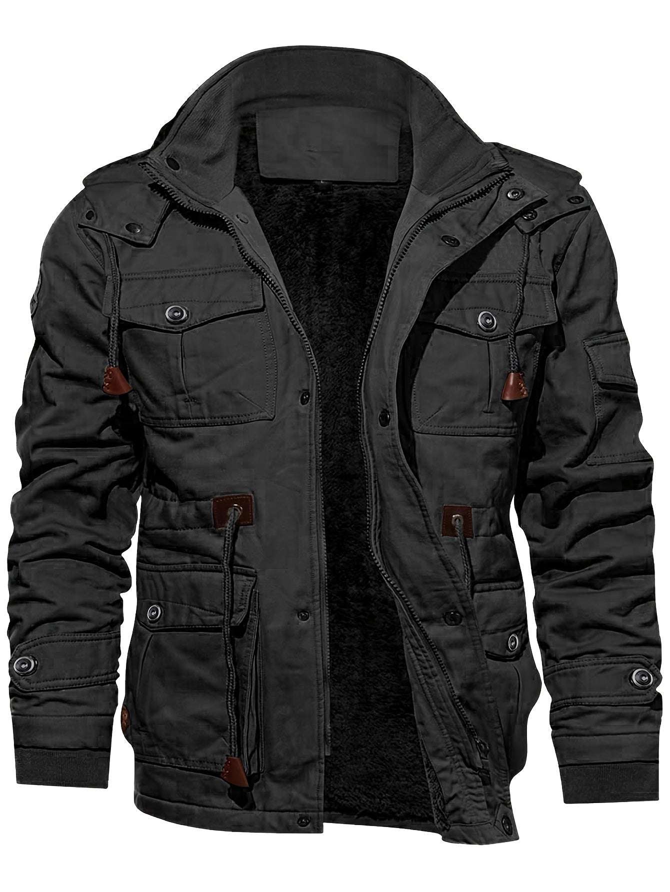 Alphabonix Men's Fleece-Lined Hooded Windbreaker