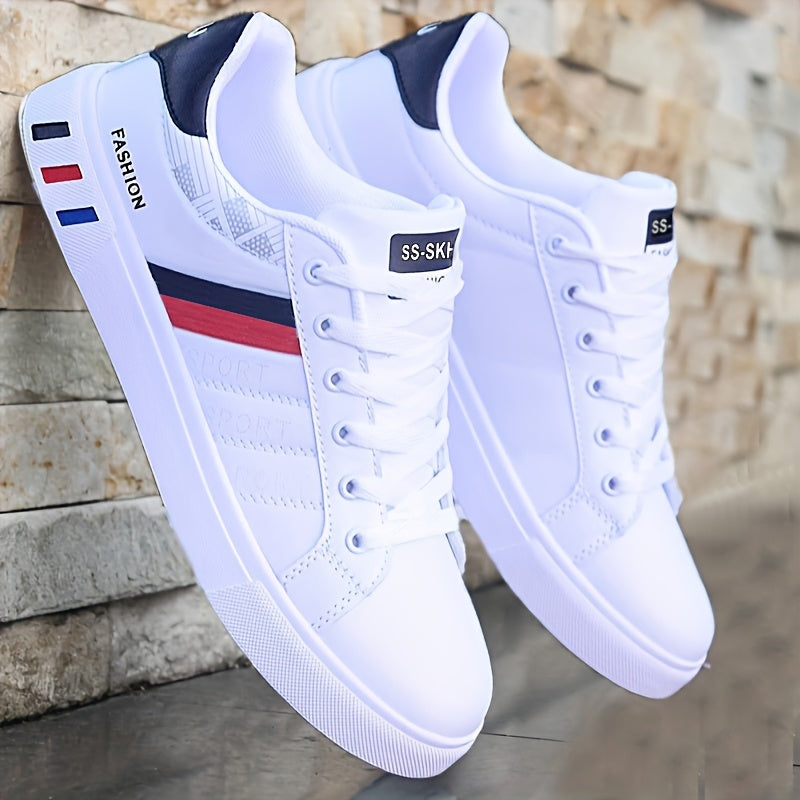 Alphabonix Men’s Low-Top Trainers – Casual Skate Style in White and Navy
