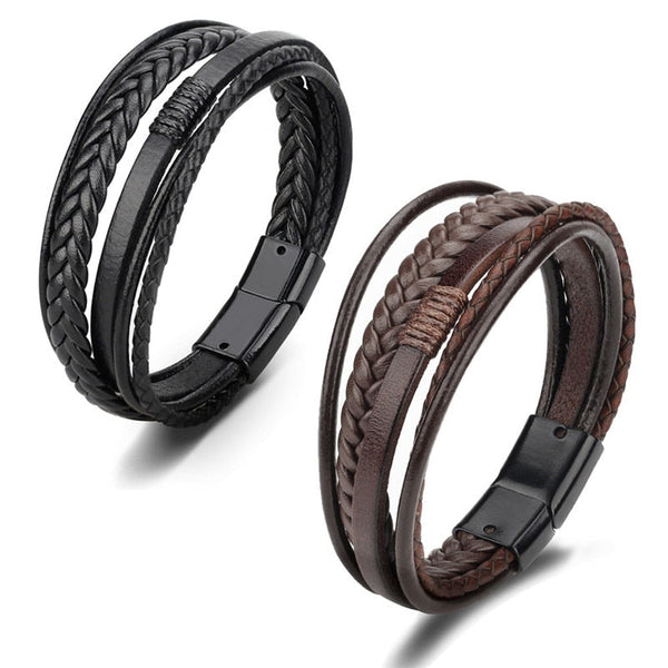 Alphabonix Geometric Leather Bracelet