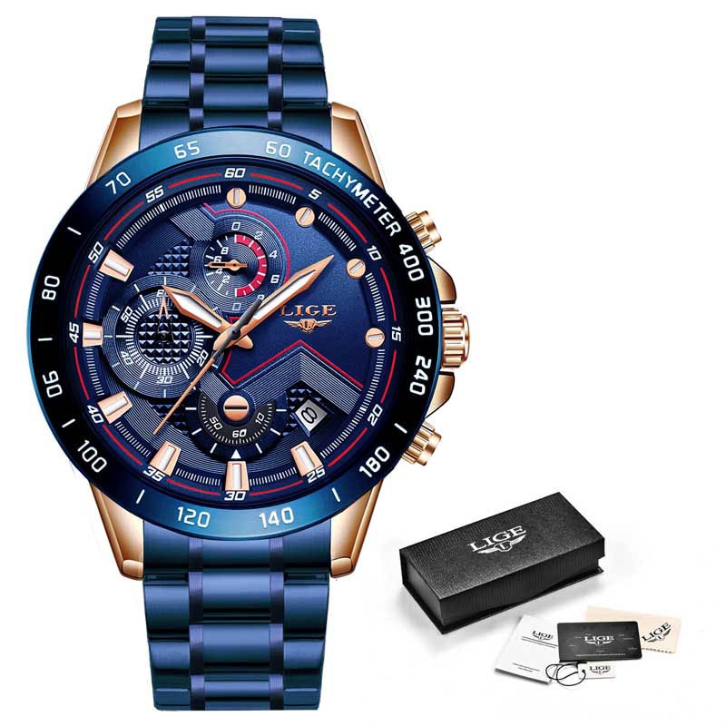 Alphabonix Chronograph-Style Steel Watch