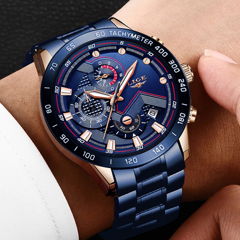 Alphabonix Chronograph-Style Steel Watch