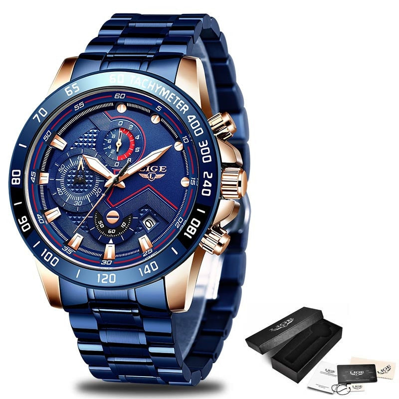 Alphabonix Chronograph-Style Steel Watch