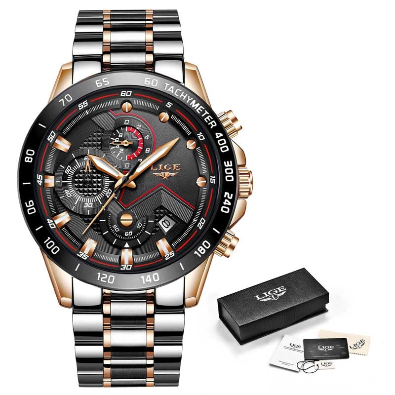 Alphabonix Chronograph-Style Steel Watch