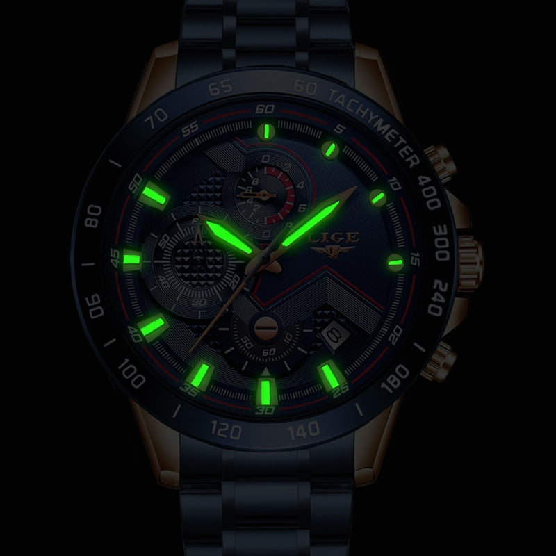 Alphabonix Chronograph-Style Steel Watch