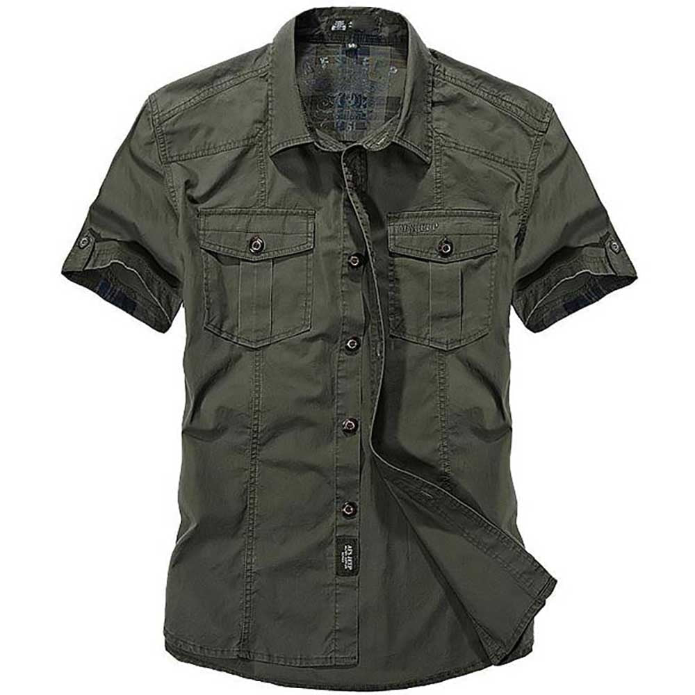 Alphabonix Men’s Baggy Military Casual Shirt