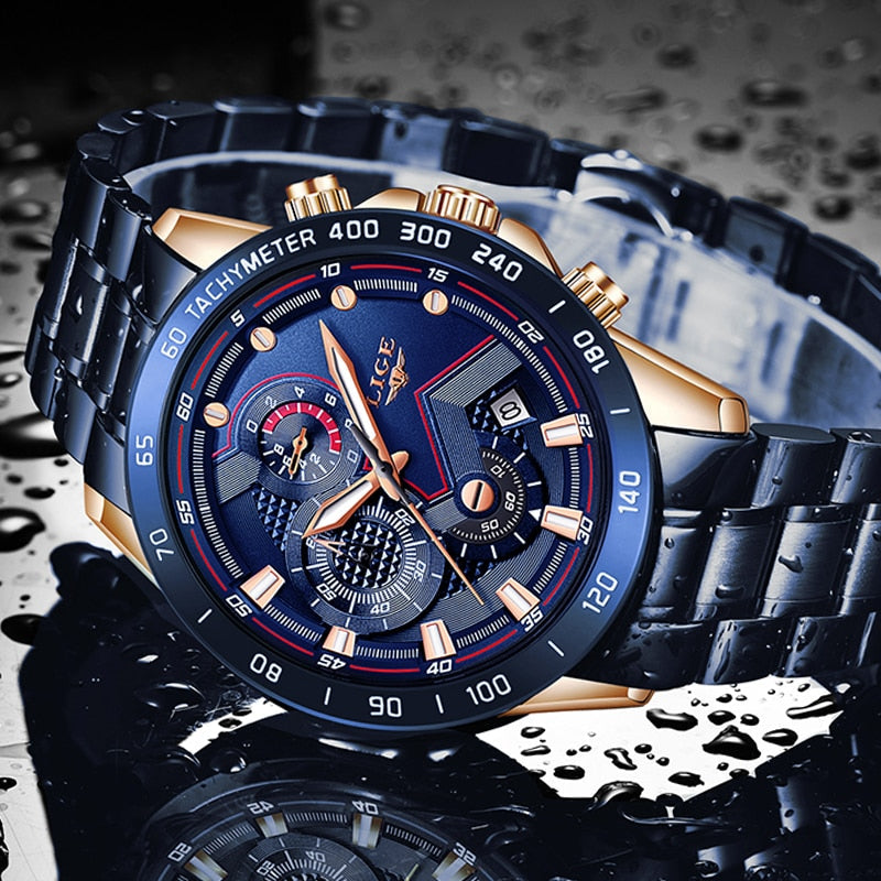 Alphabonix Chronograph-Style Steel Watch
