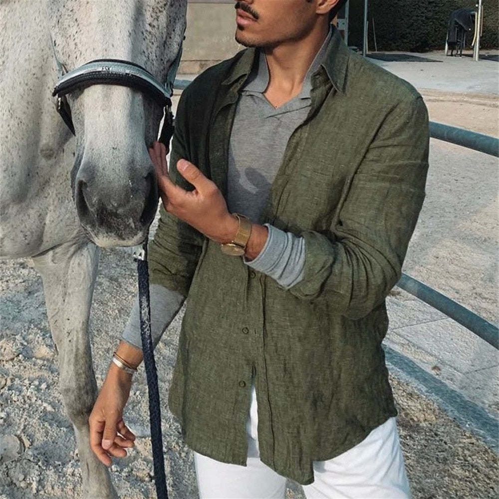 Alphabonix Men’s Standerg Linen Shirt
