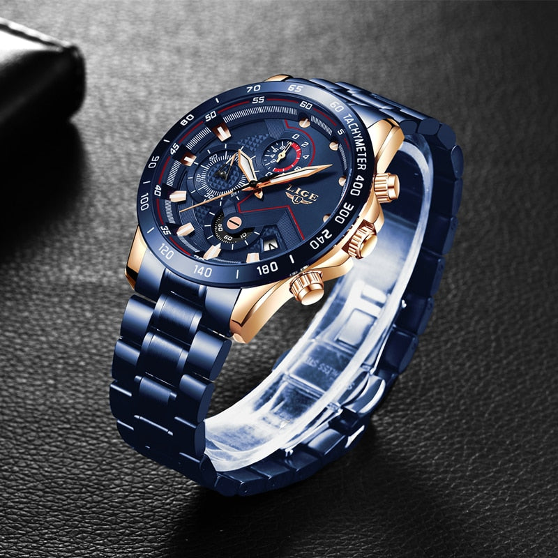 Alphabonix Chronograph-Style Steel Watch