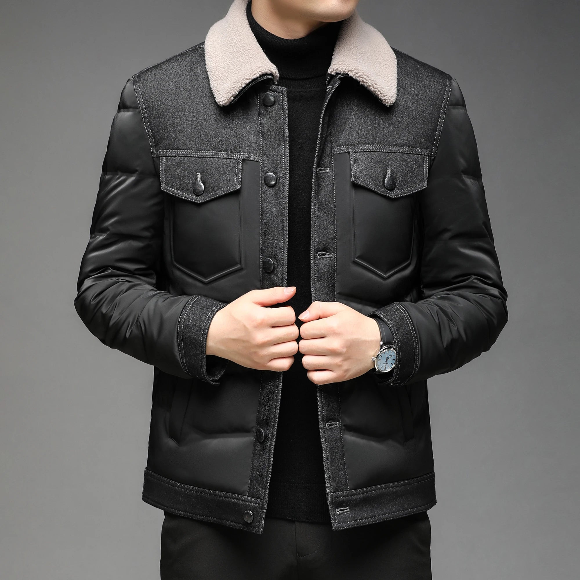 Alphabonix Giants Sherpa-Lined Jacket