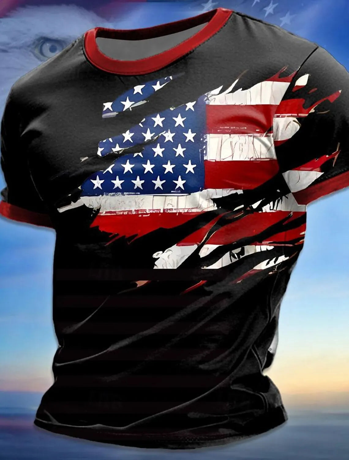 Patriwave Men's American Flag 3D Graphic T-Shirt