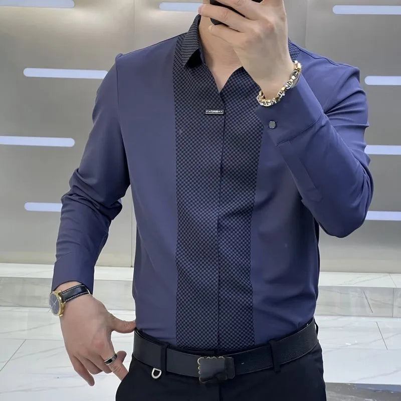 Alphabonix Spliced Dress Shirt
