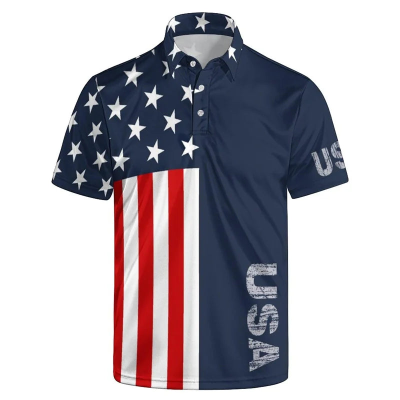 EaglePolo™  Men's USA Flag 3D Print Polo Shirt