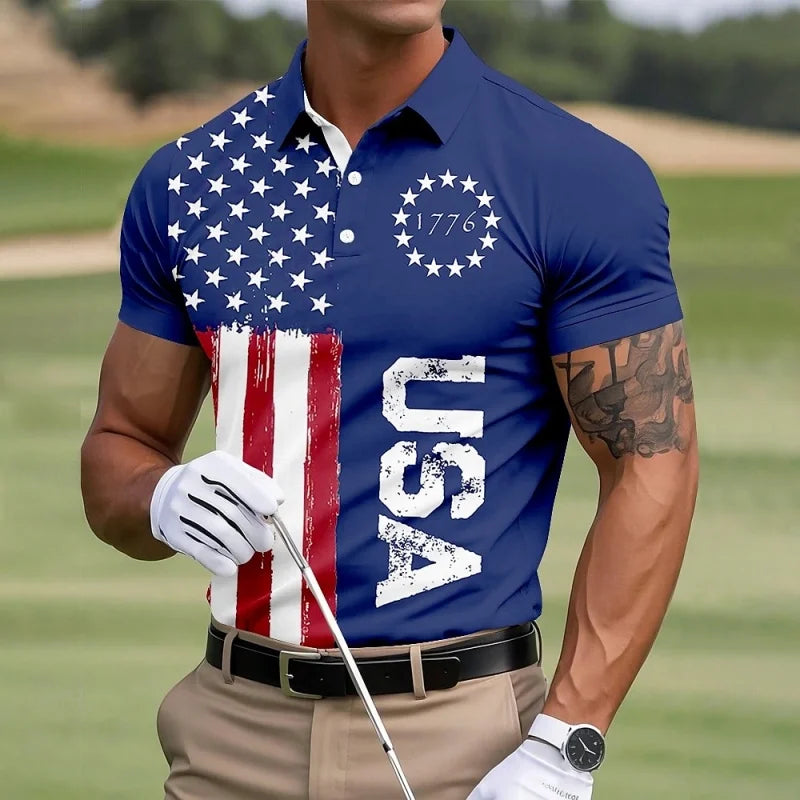 GradientFlag™ Men's USA 3D Print Polo