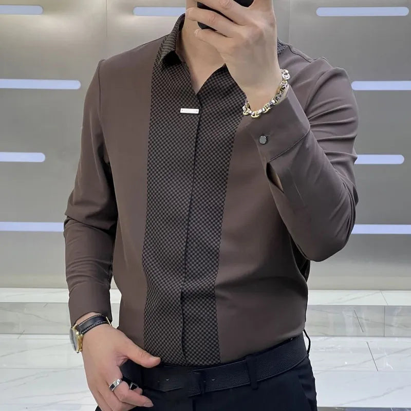 Alphabonix Spliced Dress Shirt