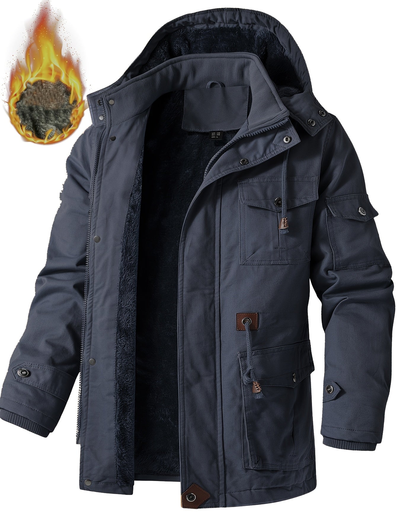 Alphabonix Men's Fleece-Lined Hooded Windbreaker