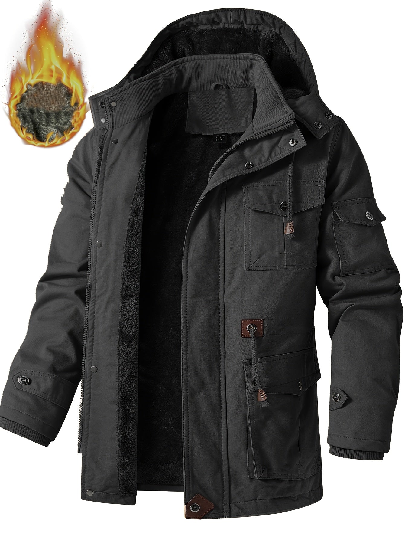 Alphabonix Men's Fleece-Lined Hooded Windbreaker