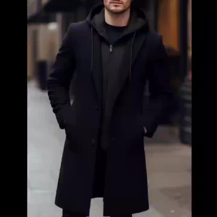Alphabonix Black Urban Trench Coat