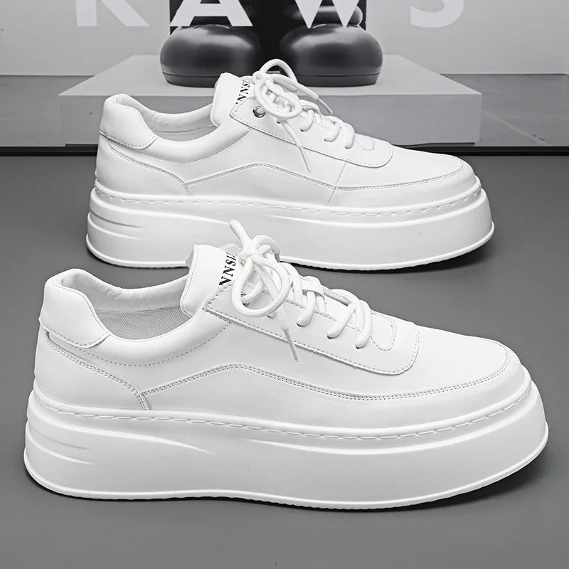 Alphabonix Roma Men's Premium Platform White Sneaker (+5cm)