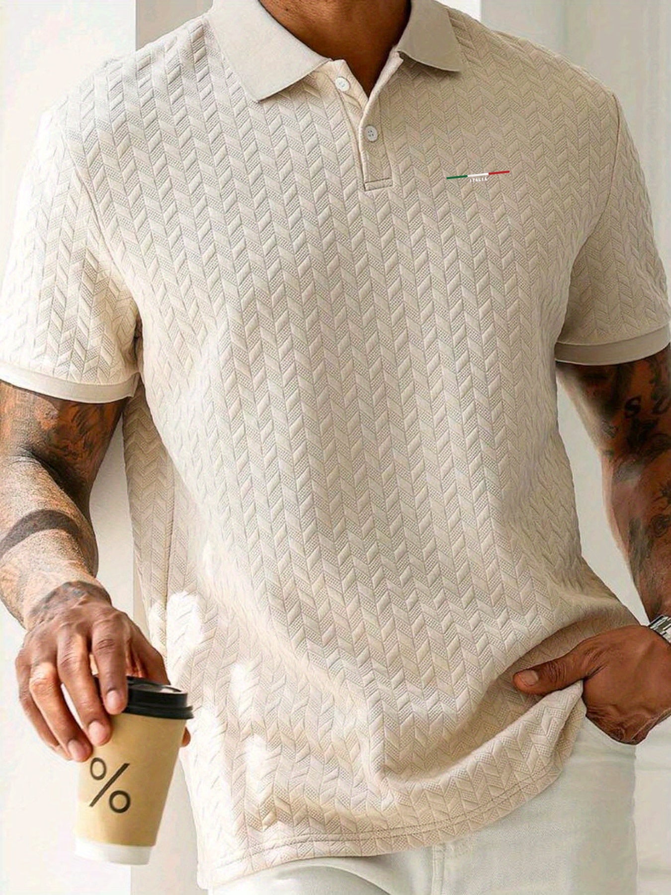 Alphabonix Men’s Printed Slim Fit Polo Shirt