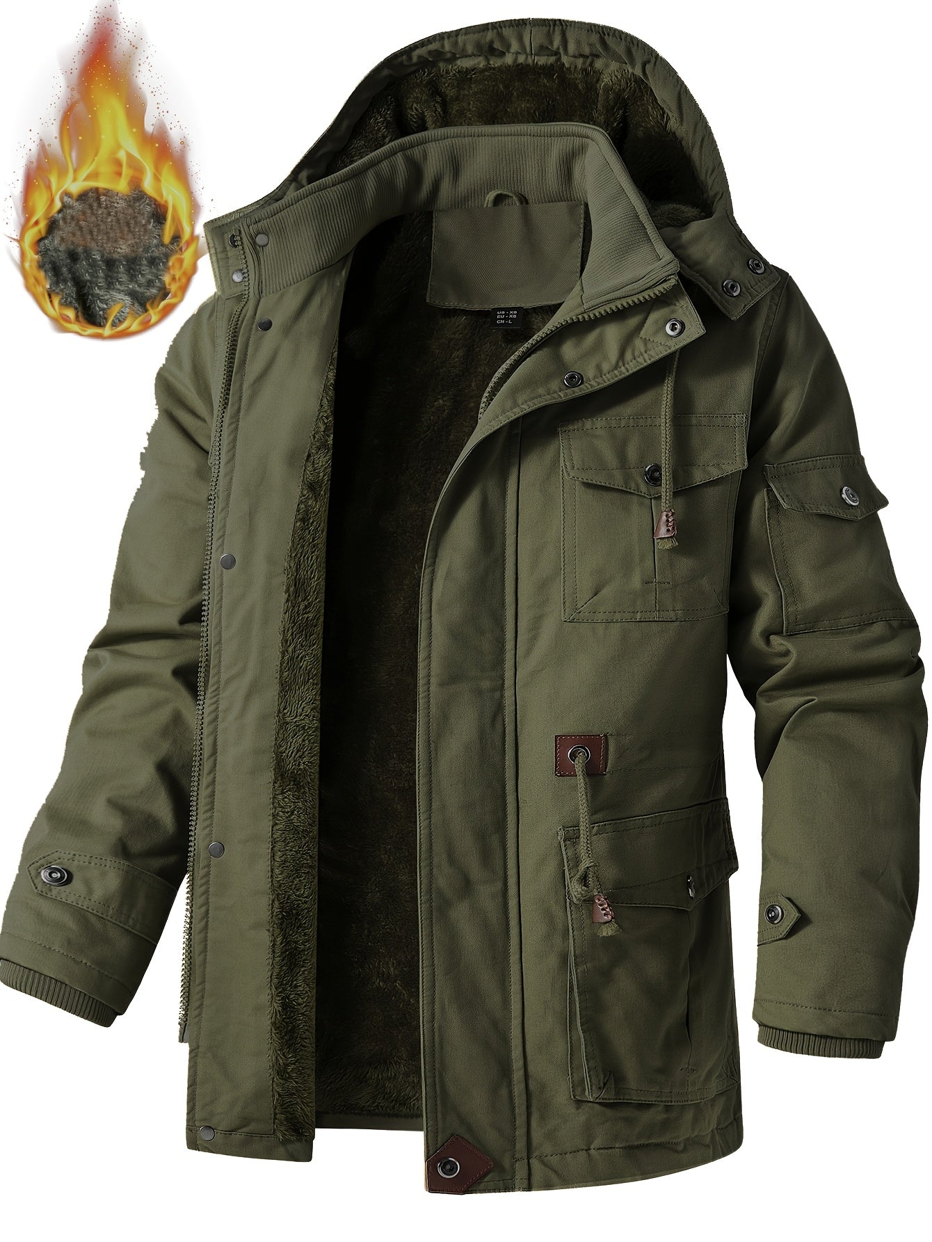 Alphabonix Men's Fleece-Lined Hooded Windbreaker