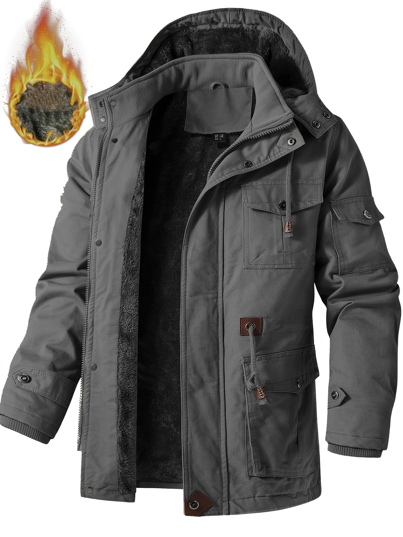 Alphabonix Men's Fleece-Lined Hooded Windbreaker
