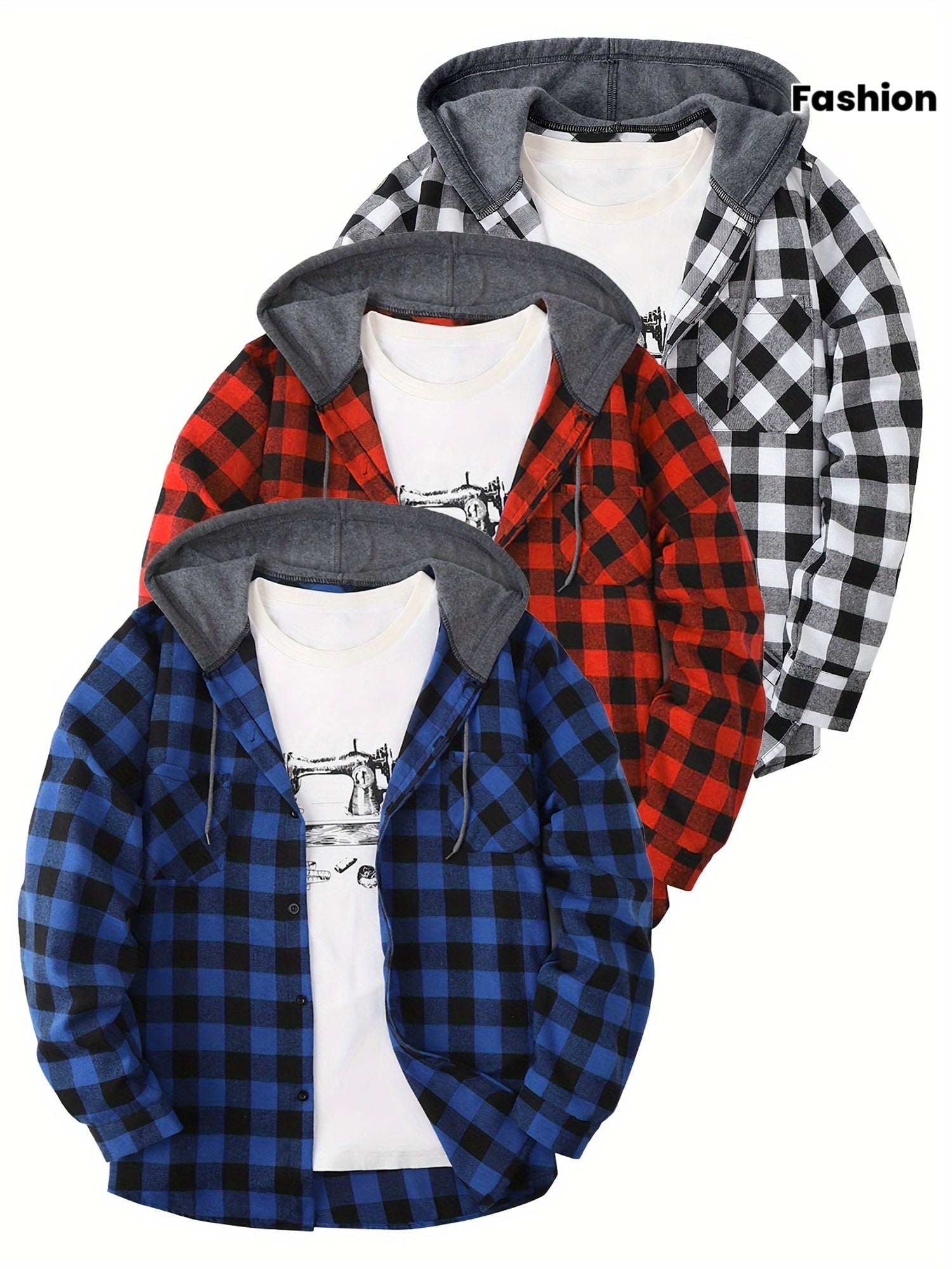 Alphabonix Men’s Plaid Hooded Shirt Jacket – Casual Flannel Style