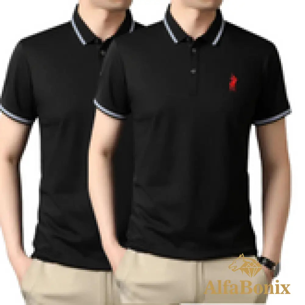 Alphabonix Classic Plain Polo Shirt 2-Pack