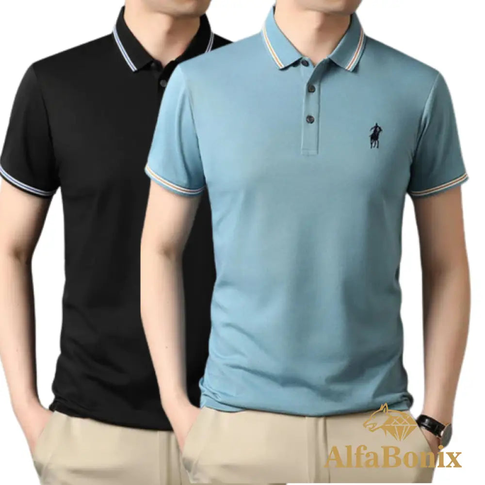 Alphabonix Classic Plain Polo Shirt 2-Pack