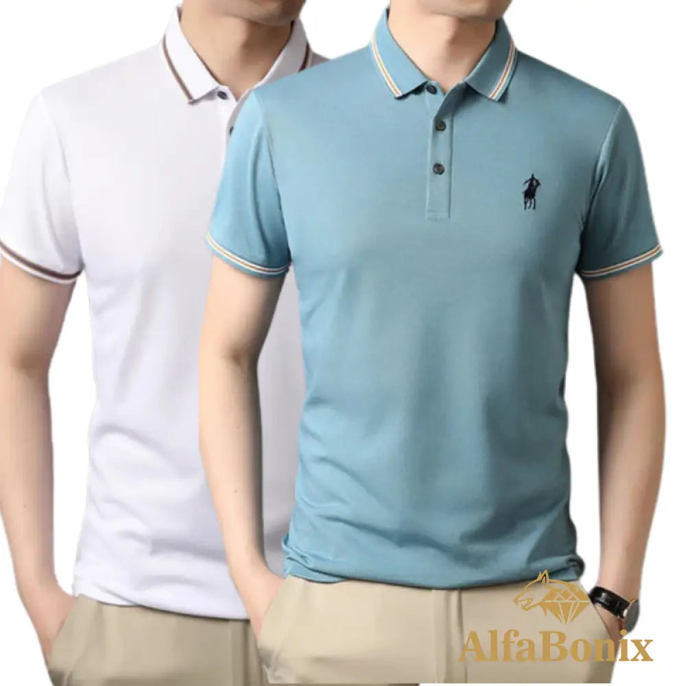 Alphabonix Classic Plain Polo Shirt 2-Pack