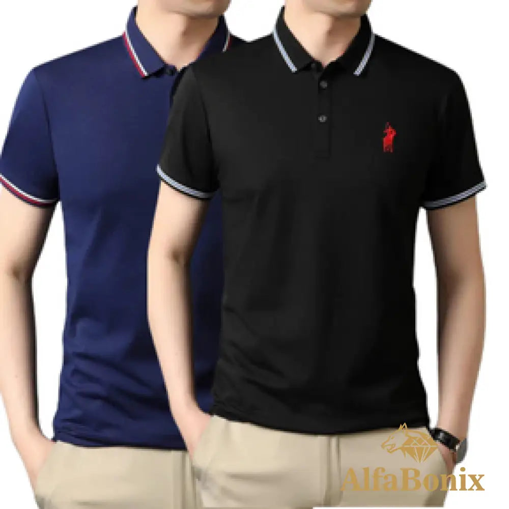 Alphabonix Classic Plain Polo Shirt 2-Pack
