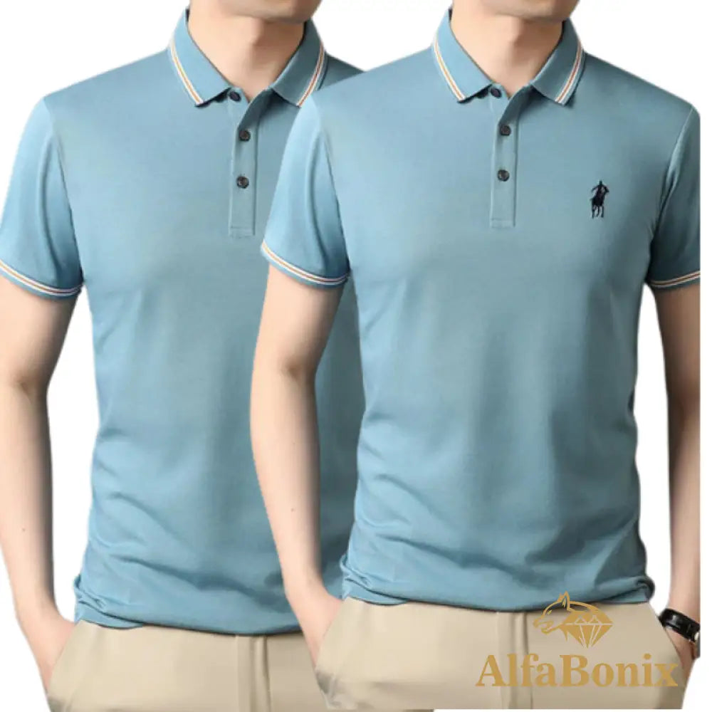 Alphabonix Classic Plain Polo Shirt 2-Pack