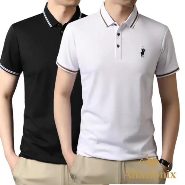 Alphabonix Classic Plain Polo Shirt 2-Pack