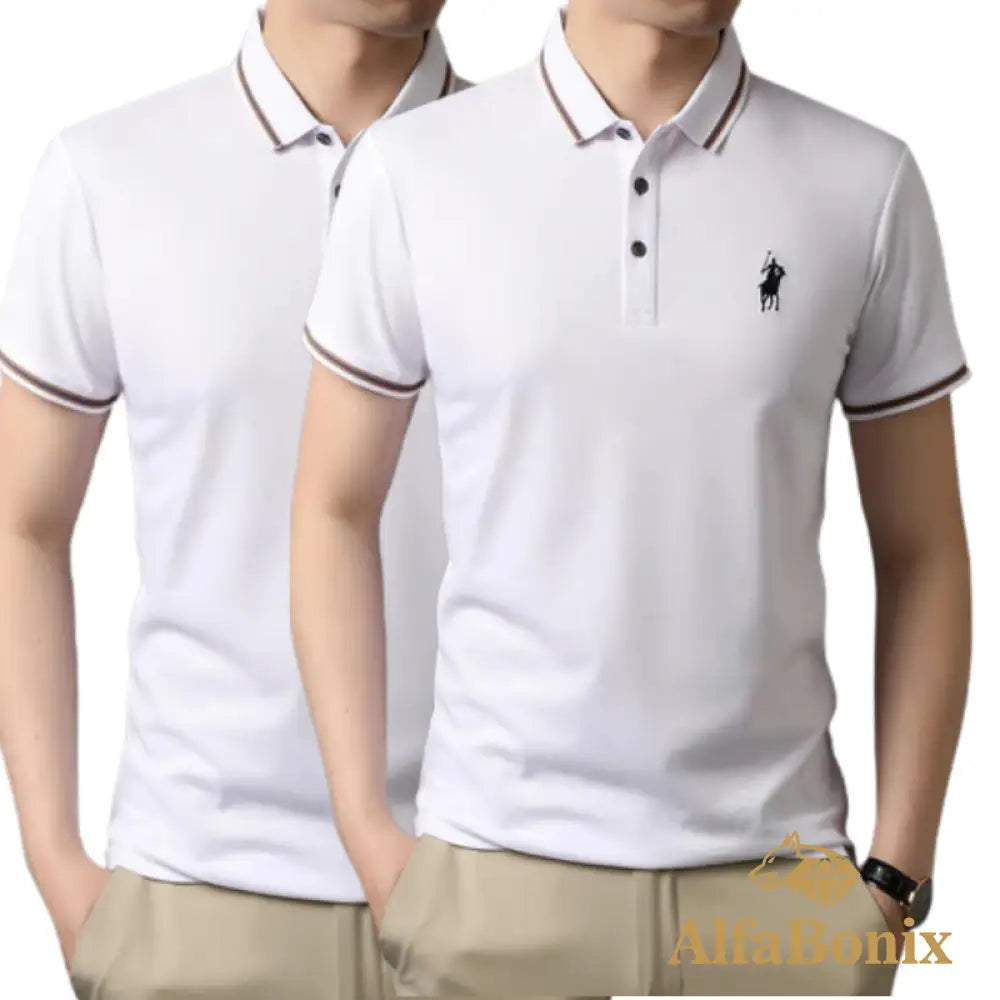 Alphabonix Classic Plain Polo Shirt 2-Pack