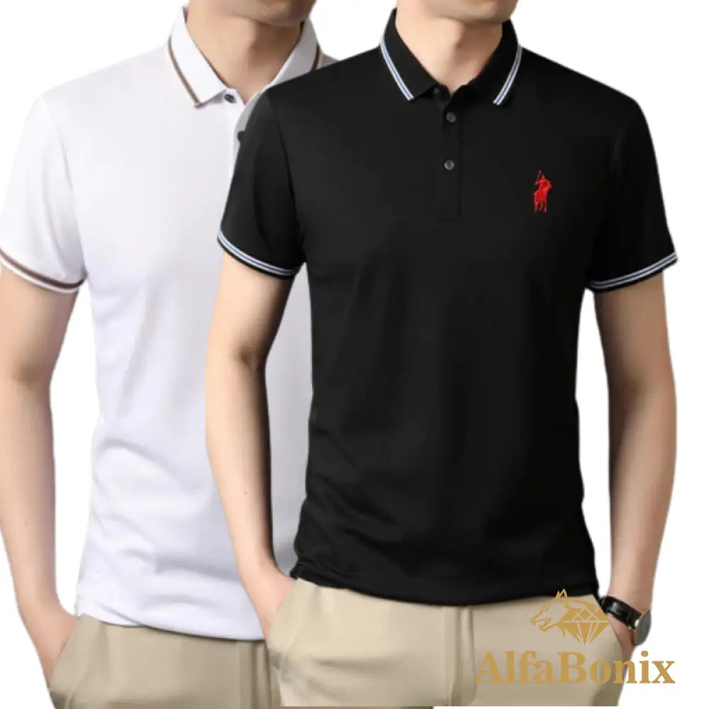 Alphabonix Classic Plain Polo Shirt 2-Pack