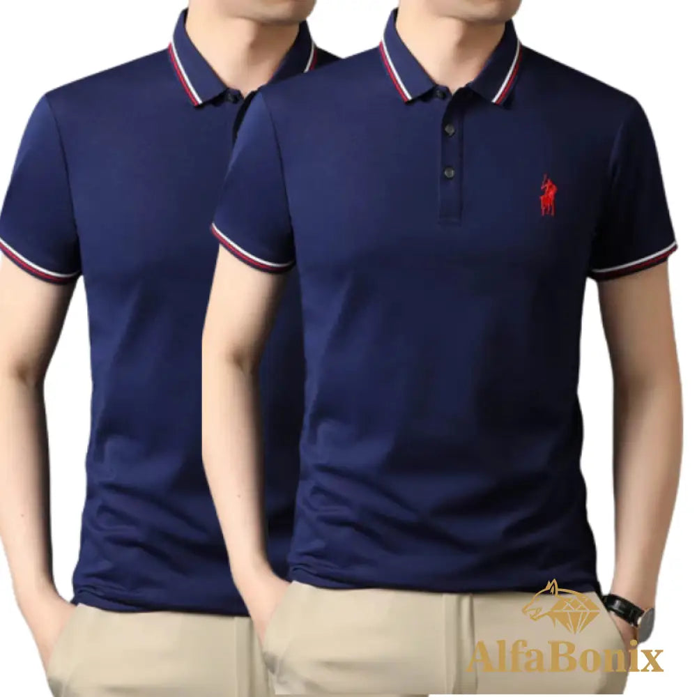 Alphabonix Classic Plain Polo Shirt 2-Pack