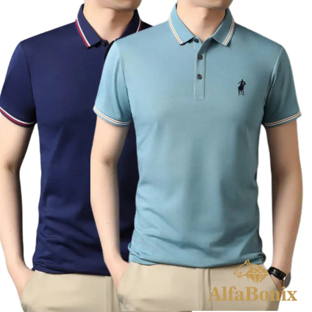 Alphabonix Classic Plain Polo Shirt 2-Pack