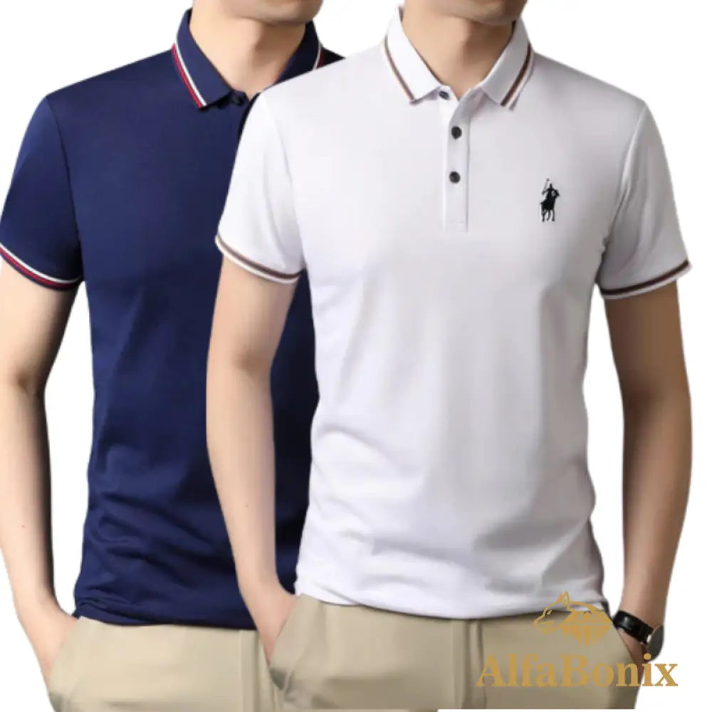Alphabonix Classic Plain Polo Shirt 2-Pack